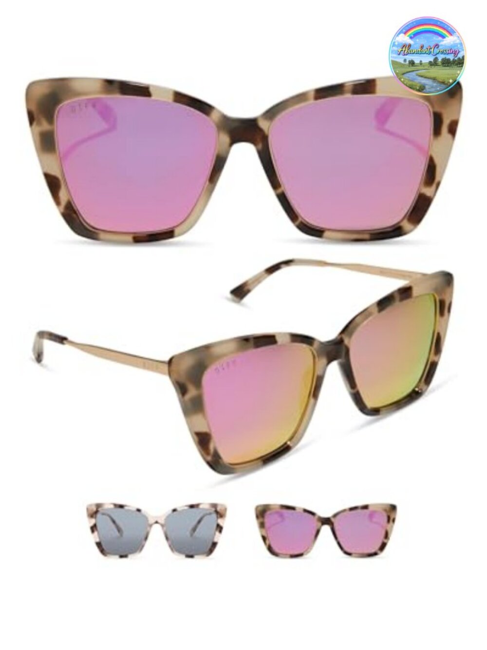DIFF Becky II Oversized Cat Eye Sunglasses Acetate UV400